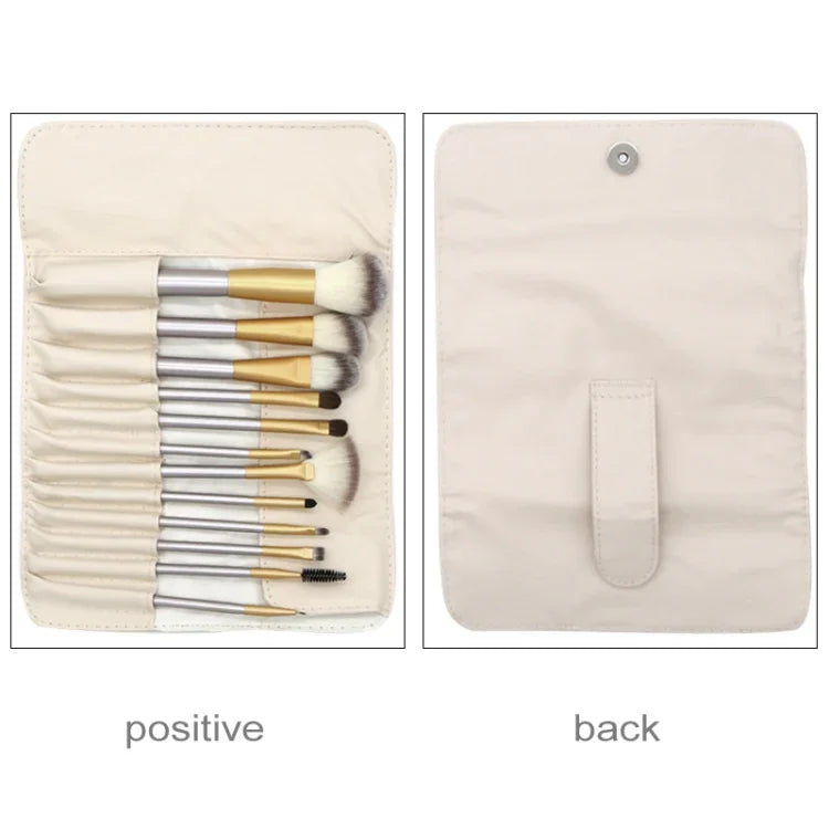 Kit de Ferramentas de Pincéis de Maquilhagem de Beleza Bege de Alta Qualidade 12 em 1, Tamanho: 22*29cm