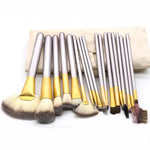 Kit de Ferramentas de Pincéis de Maquilhagem de Beleza Bege de Alta Qualidade 18 em 1, Tamanho: 25*46cm