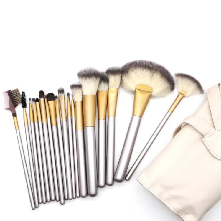 Kit de Ferramentas de Pincéis de Maquilhagem de Beleza Bege de Alta Qualidade 18 em 1, Tamanho: 25*46cm