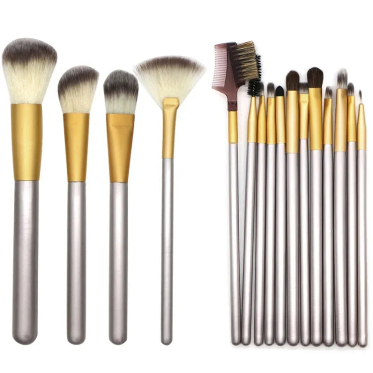 Kit de Ferramentas de Pincéis de Maquilhagem de Beleza Bege de Alta Qualidade 18 em 1, Tamanho: 25*46cm