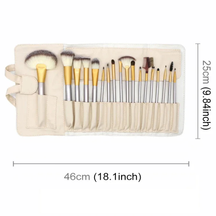 Kit de Ferramentas de Pincéis de Maquilhagem de Beleza Bege de Alta Qualidade 18 em 1, Tamanho: 25*46cm