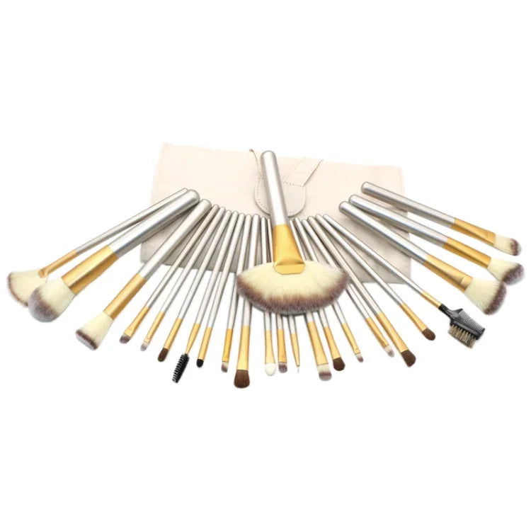 Kit de Ferramentas de Pincéis de Maquilhagem de Beleza Bege de Alta Qualidade 24 em 1, Tamanho: 25.4*52.6cm, Bege