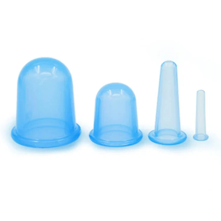 Conjunto de 4 Copos de Ventosa de Silicone para Massagem Corporal e Cuidados de Saúde, Entrega de Cor Aleatória, 4 em 1