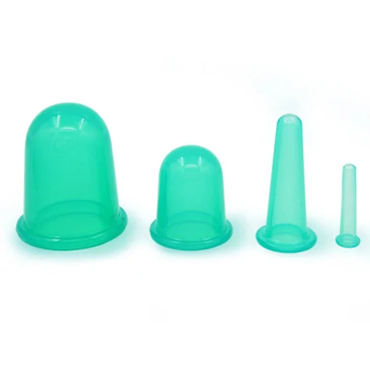 Conjunto de 4 Copos de Ventosa de Silicone para Massagem Corporal e Cuidados de Saúde, Entrega de Cor Aleatória, 4 em 1