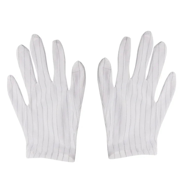 10 Pares de Luvas Plásticas Anti-estáticas com Risca, Tamanho: Tamanho Único, Luvas Plásticas