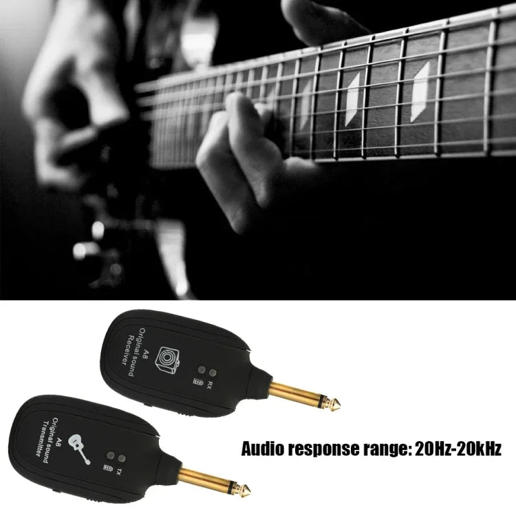 Transmissor e Recetor Sem Fios para Guitarra A8 Sistema de Ligação Sem Fios para Guitarra Eléctrica, Transmissor Sem Fios para Guitarra