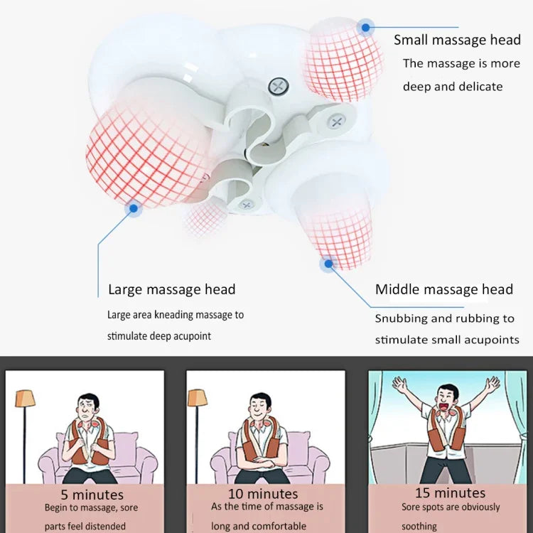 Máquina Vibratória USB para Massagem de Pescoço, Xale com Amassamento para Costas e Ombros