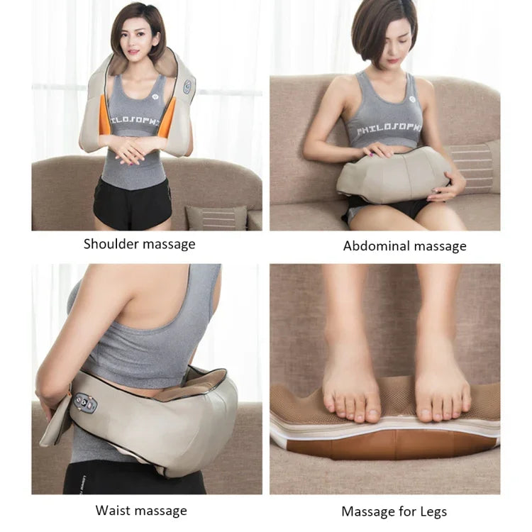 Máquina Vibratória USB para Massagem de Pescoço, Xale com Amassamento para Costas e Ombros