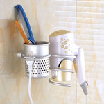 Suporte de Secador de Cabelo para Parede, Organizador com Gancho Espiral para Casa de Banho, com Suporte de Rede