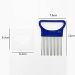 Suporte para Cortador de Cebola e Vegetais em Aço Inoxidável, Agulha para Carne, Ferramentas de Cozinha, Verde, Azul, Branco