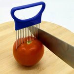 Suporte para Cortador de Cebola e Vegetais em Aço Inoxidável, Agulha para Carne, Ferramentas de Cozinha, Verde, Azul, Branco