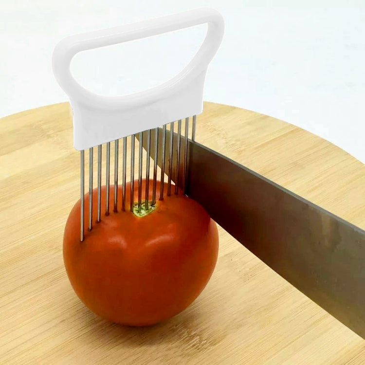 Suporte para Cortador de Cebola e Vegetais em Aço Inoxidável, Agulha para Carne, Ferramentas de Cozinha, Verde, Azul, Branco
