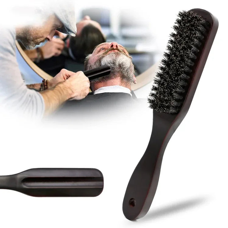 Escova de Cerdas de Javali com Cabo de Madeira para Limpeza de Cabelo e Barba Masculina Pente Anti-estático para Barbearia e Estilização, Escova para Barba