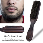 Escova de Cerdas de Javali com Cabo de Madeira para Limpeza de Cabelo e Barba Masculina Pente Anti-estático para Barbearia e Estilização, Escova para Barba