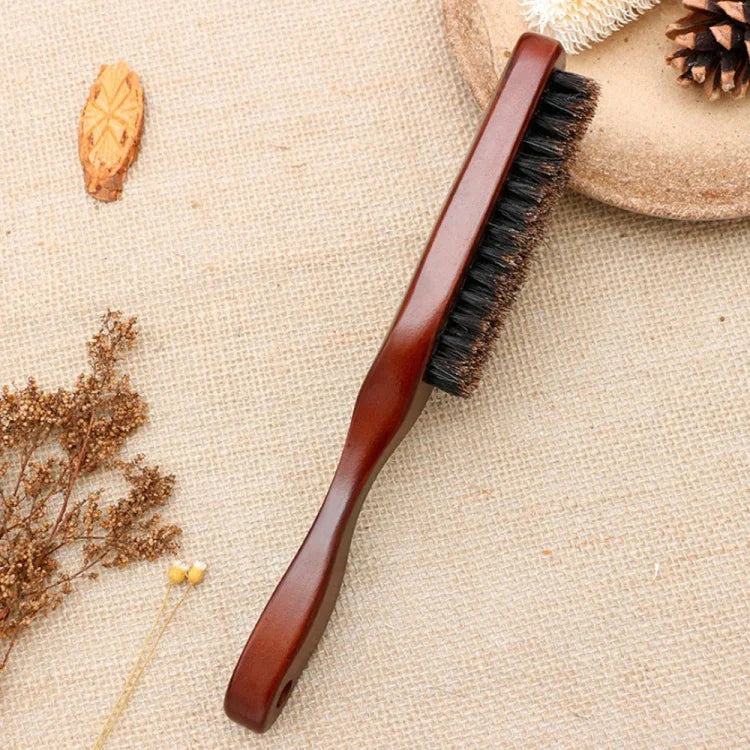 Escova de Cerdas de Javali com Cabo de Madeira para Limpeza de Cabelo e Barba Masculina Pente Anti-estático para Barbearia e Estilização, Escova para Barba