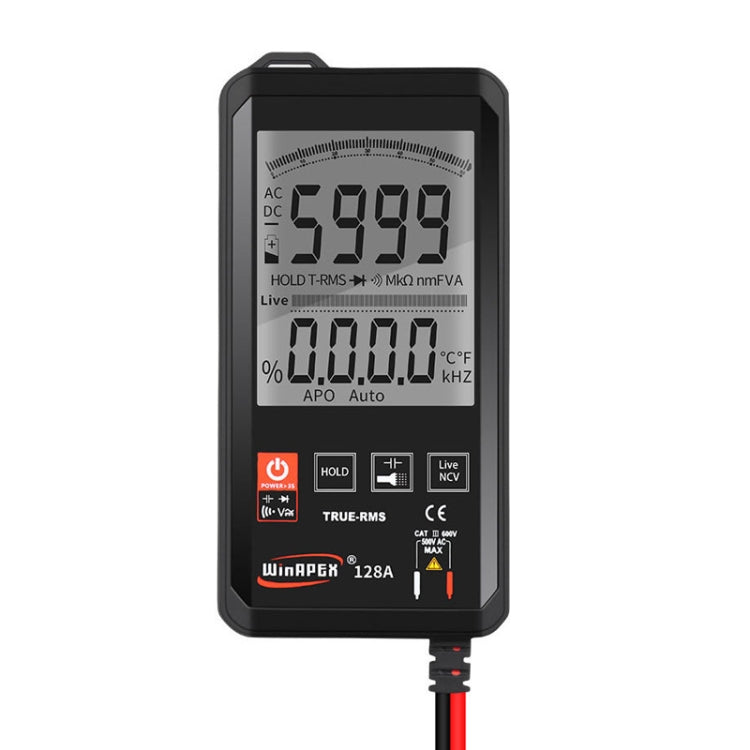 Multímetro digital inteligente de ecrã convencional HY128A, ultra-fino, toque, totalmente automático, alta precisão, valor eficaz verdadeiro, HY128A