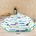 Capa Dobrável para Alimentos para Manter a Comida Quente, Tampa em Papel de Alumínio, Padrão de Louça Azul, Tamanho: 60*60*17cm, Azul