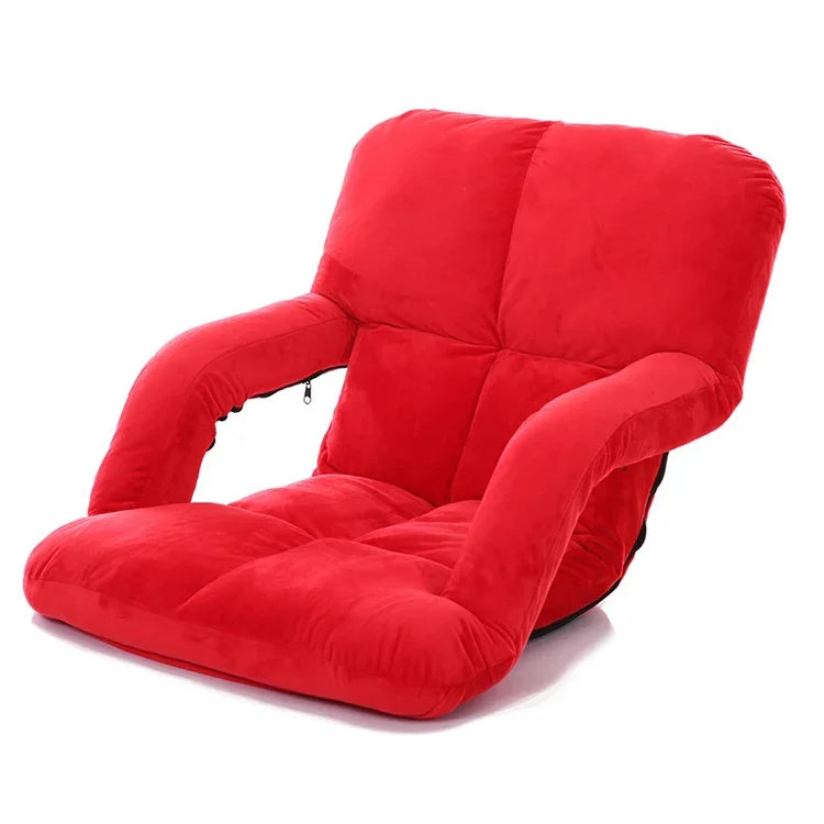 Sofá Preguiçoso Criativo A3 com Descansos de Braço, Reclinável com Encosto Dobrável Individual, 92x58x12cm (Amarelo), 92x58x12cm (Vermelho Rosado), 92x58x12cm (Vermelho), 92x58x12cm (Azul), 92x58x12cm (Caqui), 92x58x12cm (Café), 92x58x12cm (Preto)