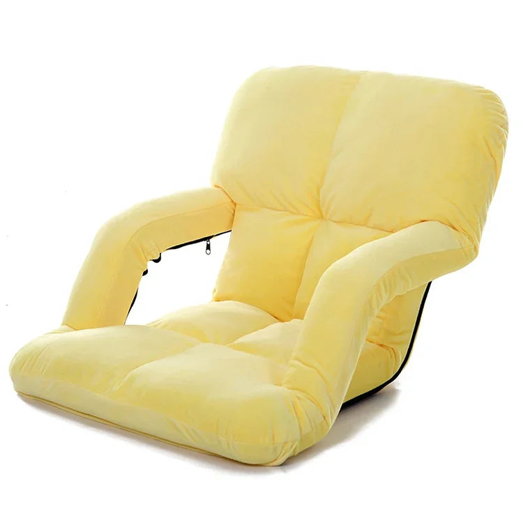 Sofá Preguiçoso Criativo A3 com Descansos de Braço, Reclinável com Encosto Dobrável Individual, 92x58x12cm (Amarelo), 92x58x12cm (Vermelho Rosado), 92x58x12cm (Vermelho), 92x58x12cm (Azul), 92x58x12cm (Caqui), 92x58x12cm (Café), 92x58x12cm (Preto)