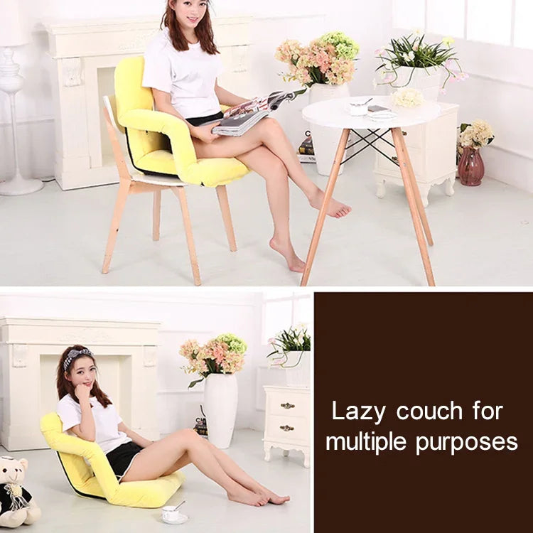 Sofá Preguiçoso Criativo A3 com Descansos de Braço, Reclinável com Encosto Dobrável Individual, 92x58x12cm (Amarelo), 92x58x12cm (Vermelho Rosado), 92x58x12cm (Vermelho), 92x58x12cm (Azul), 92x58x12cm (Caqui), 92x58x12cm (Café), 92x58x12cm (Preto)