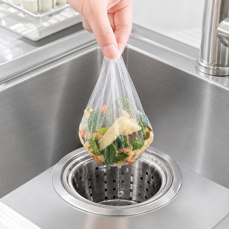 100pcs /Pacote Sacos de Malha para Filtro de Pia Descartáveis Sacos de Filtro de Pia de Cozinha Elásticos de Malha Fina Apanhador de Comida para Drenagem da Pia, Saco de Filtro