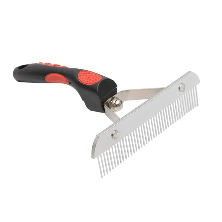 Pentes Grandes para Pelo de Cão, Rake de Aço Inoxidável para Tratamento de Pelo, Escova de Cabeleireiro com Cabo de Borracha, Tamanho: 17,0x16,0cm, Pentes Grandes para Pelo de Cão