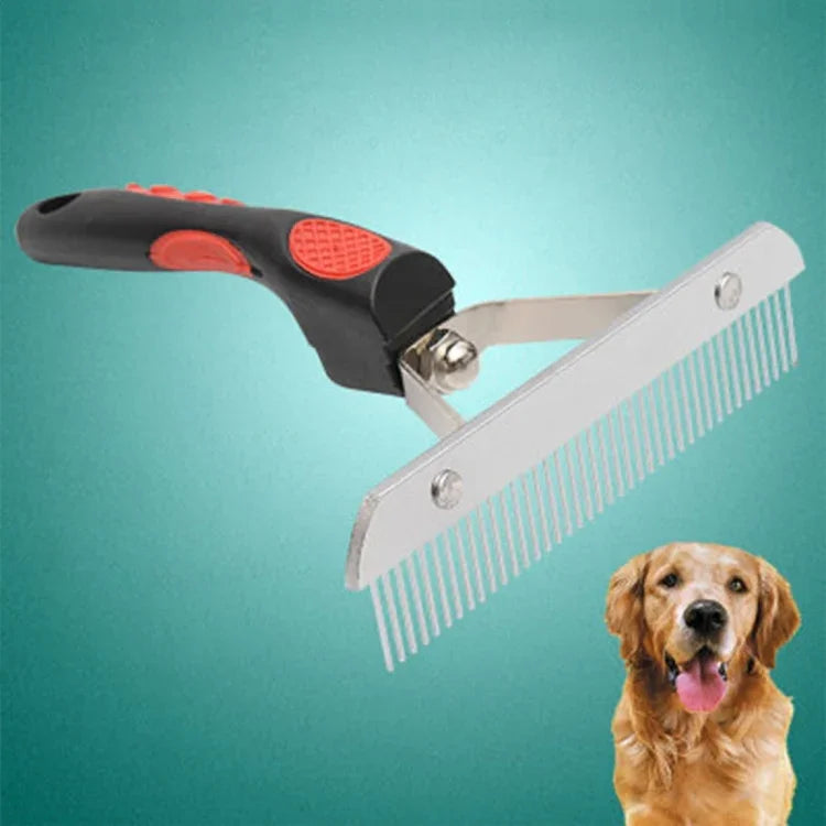 Pentes Grandes para Pelo de Cão, Rake de Aço Inoxidável para Tratamento de Pelo, Escova de Cabeleireiro com Cabo de Borracha, Tamanho: 17,0x16,0cm, Pentes Grandes para Pelo de Cão