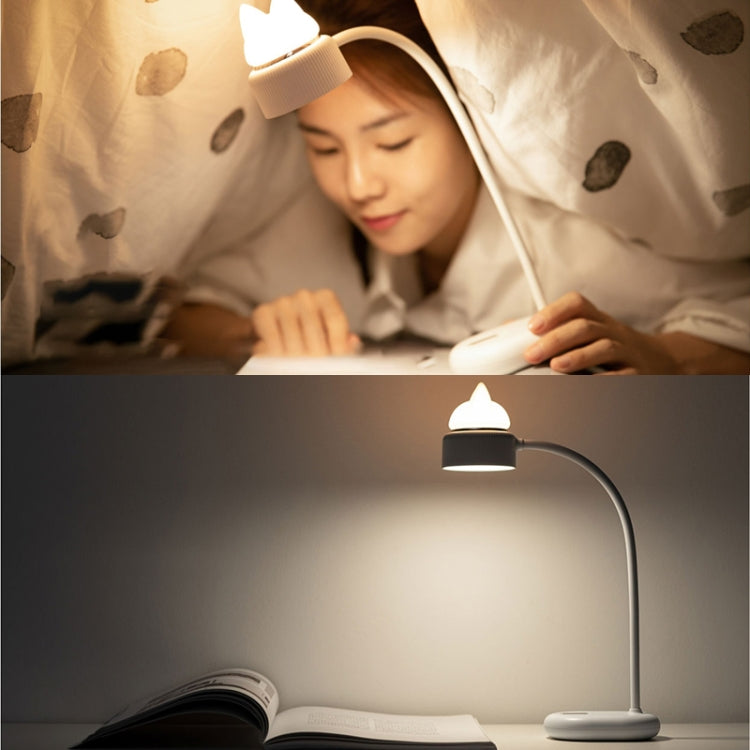 Candeeiro de mesa LED com design de fonte dupla em forma de gato, suporte para controlo de 3 níveis de brilho