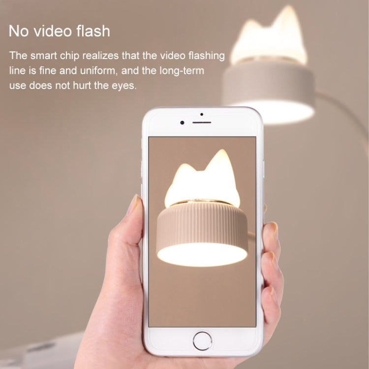 Candeeiro de mesa LED com design de fonte dupla em forma de gato, suporte para controlo de 3 níveis de brilho
