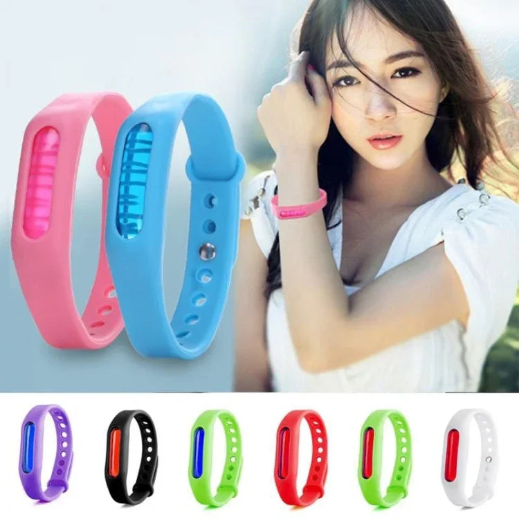 10 Pulseiras Repelentes de Mosquitos em Silicone com Fecho, Adequadas para Crianças e Adultos, Comprimento: 23cm, Cor Enviada Aleatoriamente, 10 Unidades