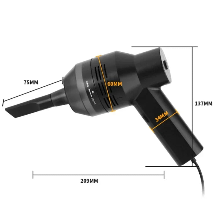 Kit de Limpeza Portátil HK-6019A com Sucção Potente USB 3.5W, Escova para Teclado de Computador, Bocal Coletor de Pó, Aspirador Manual para Limpeza de Portátil / Animais de Estimação, Cabo USB de 1,8 m, DC 5V (Preto)