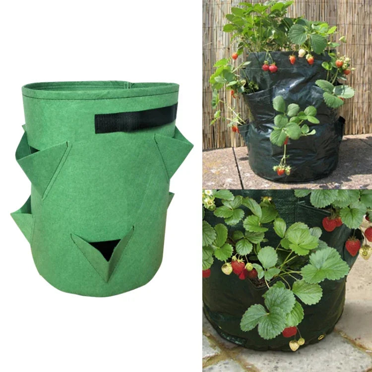Saco de Plantação de Morangos em Feltro Não Tecido com 6 Bolsos 26L / 7 Galões, Tamanho: 30X35cm