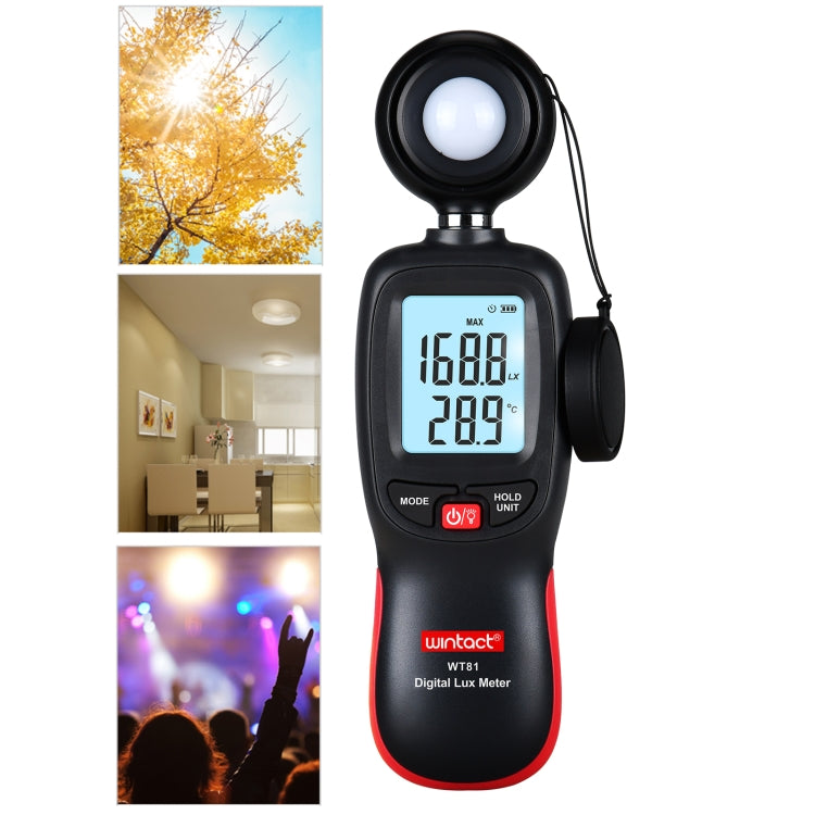 Medidor Digital de Luz Lux Wintact WT81 para Fábrica / Escola / Casa e Diversas Ocasiões, Alcance: 0-200.000 Lux