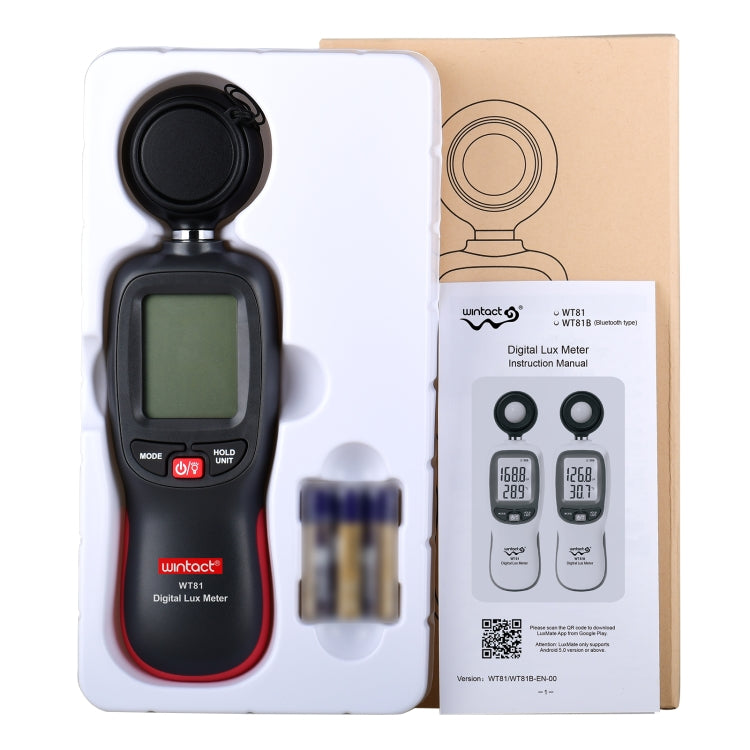 Medidor Digital de Luz Lux Wintact WT81 para Fábrica / Escola / Casa e Diversas Ocasiões, Alcance: 0-200.000 Lux