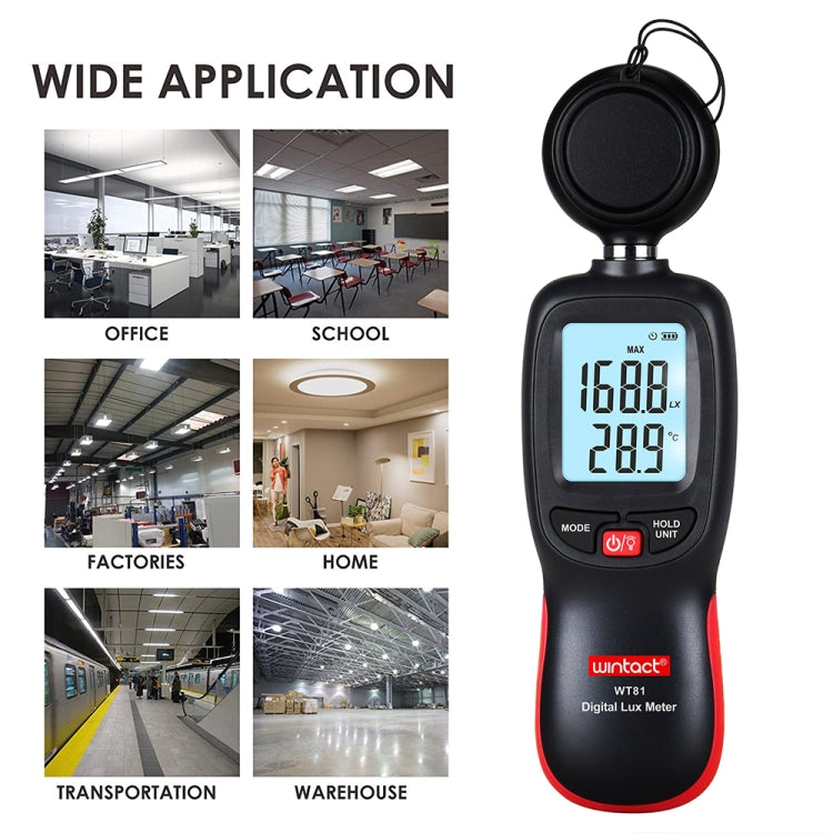 Medidor Digital de Luz Lux Wintact WT81 para Fábrica / Escola / Casa e Diversas Ocasiões, Alcance: 0-200.000 Lux