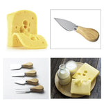 kn603 Conjunto de Ferramentas para Queijo com Cabo de Madeira e Aço Inoxidável 4 em 1