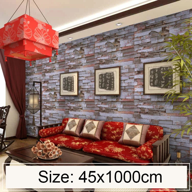 Papel de parede autocolante decorativo criativo 3D de tijolo de mica para quarto e sala, papel de parede impermeável em rolo, tamanho: 45 x 1000cm, Tijolo de mica