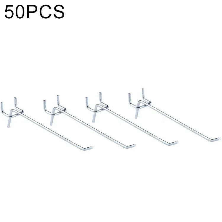10pcs Ganchos para Parede de Loja de Roupas de Supermercado, Placa com Furos, Espaçamento dos Furos: 2,5cm, Comprimento: 15cm, Diâmetro do Arame: 3,3mm, Comprimento: 15cm