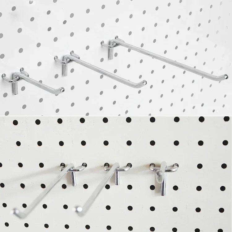 10pcs Ganchos para Parede de Loja de Roupas de Supermercado, Placa com Furos, Espaçamento dos Furos: 2,5cm, Comprimento: 15cm, Diâmetro do Arame: 3,3mm, Comprimento: 15cm