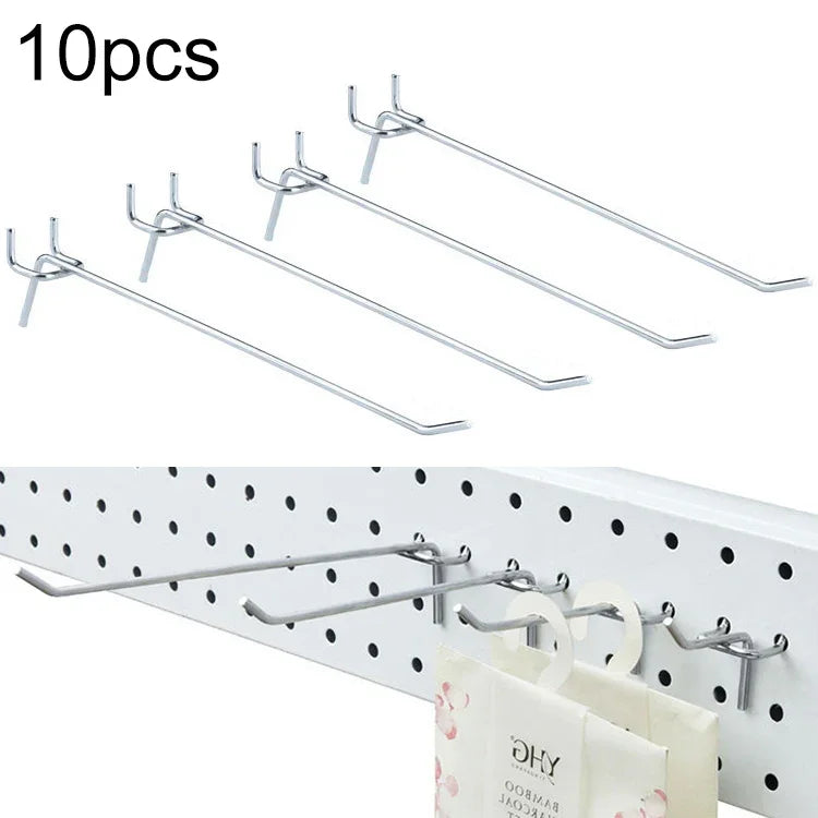 10pcs Gancho para placa de parede de loja de roupa de supermercado, placa com furos para prateleira, passo dos furos: 2,5cm, Comprimento: 20cm, Diâmetro do fio: 3,3mm, Comprimento: 20cm