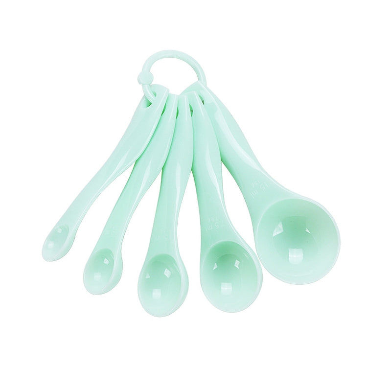 kn082 Conjunto de Colheres Medidoras de Plástico 5 em 1 para Cozinha (Entrega de Cor Aleatória), Verde