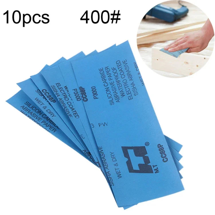 10pcs Grit 400 Wet And Dry Polishing Grinding Sandpaper，Size: 23 x 9cm, Grit 400