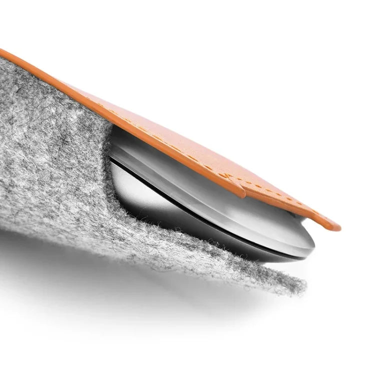 Bolsa de Armazenamento para Rato Estilo Europeu em Couro PU Elástico com Pelo e Feltro para Apple Magic Mouse 2, Estilo Europeu