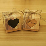 100 Unidades de Caixas de Açúcar em Papel Kraft com Padrão de Grão de Madeira em Forma de Coração para Casamento, Tamanho: 5x5x5cm, Coração Preto, Coração LOVE