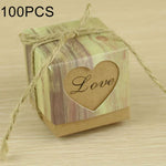 100 Unidades de Caixas de Açúcar em Papel Kraft com Padrão de Grão de Madeira em Forma de Coração para Casamento, Tamanho: 5x5x5cm, Coração Preto, Coração LOVE