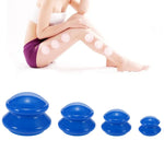Conjunto de 4 Copos de Ventosa para Massagem Corporal, Terapia de Ventosaterapia, Anti-Celulite, Copos de Silicone a Vácuo