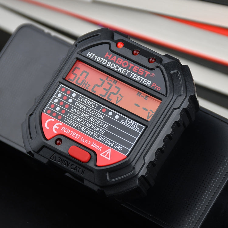 Testador de Tomada com Ecrã Digital Multifuncional HABOTEST HT107D, HT107D (Plugue US), HT107D (Plugue UK), HT107D (Plugue EU)