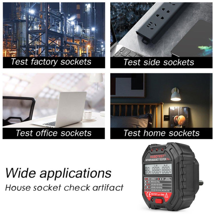 Testador de Tomada com Ecrã Digital Multifuncional HABOTEST HT107D, HT107D (Plugue US), HT107D (Plugue UK), HT107D (Plugue EU)
