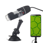 Microscópio Digital USB 2 em 1 com Ampliação de 1600X, Sensor de Imagem HD 0,3MP, 8 LEDs e Suporte Profissional, 1600X