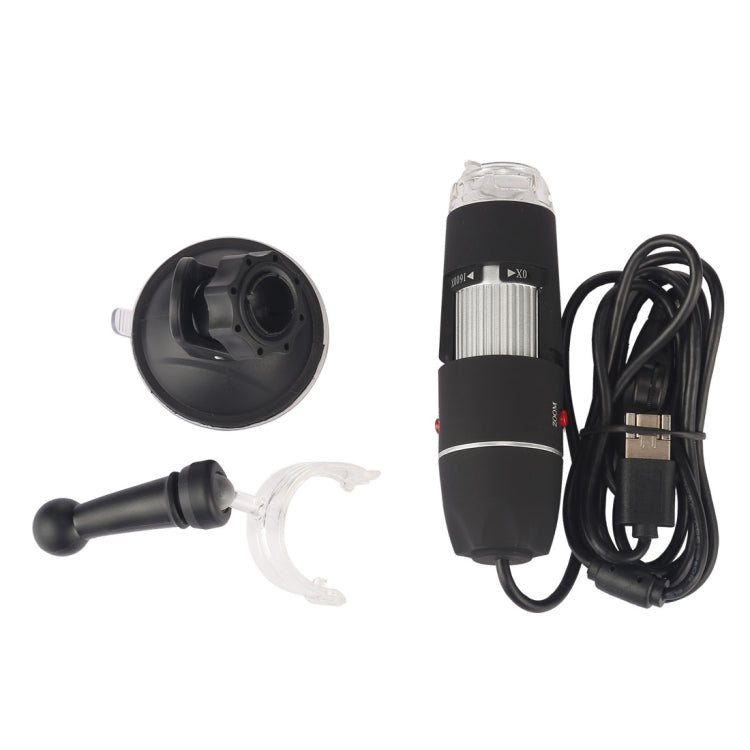 Microscópio Digital USB 2 em 1 com Ampliação de 1600X, Sensor de Imagem HD 0,3MP, 8 LEDs e Suporte Profissional, 1600X